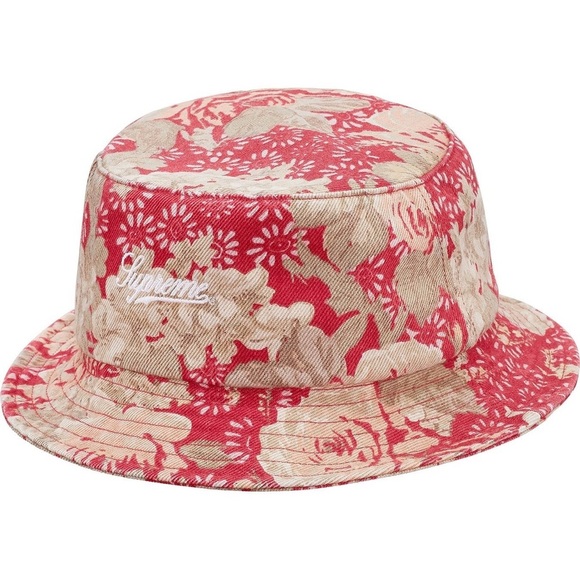 Supreme Zip Twill Crusher Floral Bucket Hat SS18 Red Medium Large - Picture 12 of 12